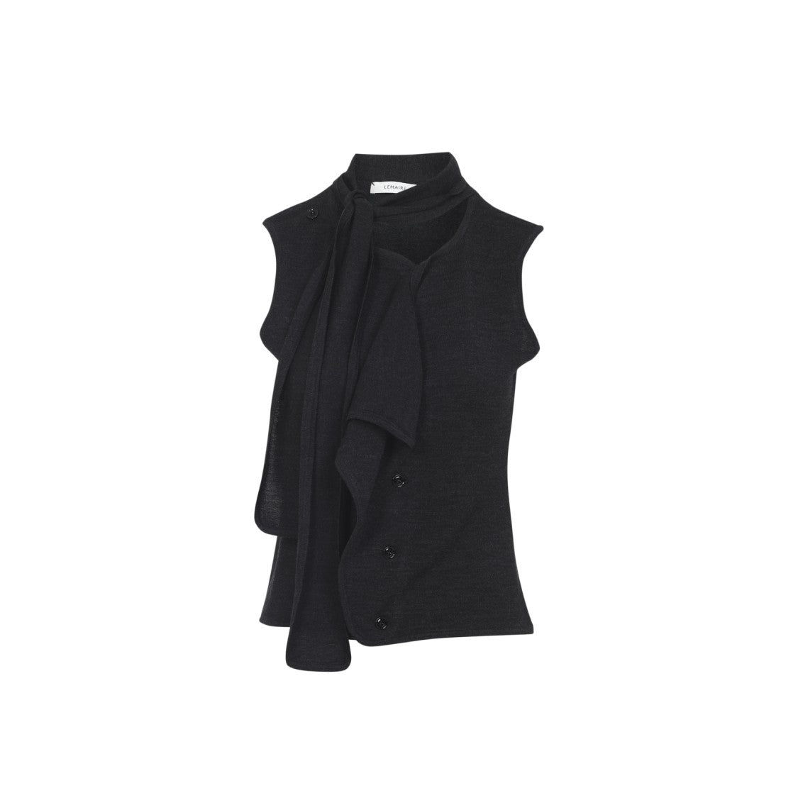 Lemaire Anthracite Grey Wool Asymmetrical Sleeveless Cardigan