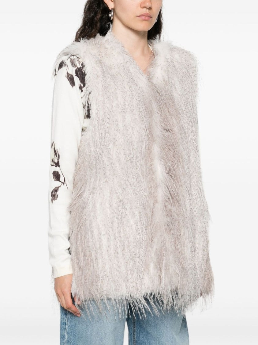 Blugirl Sleeveless Textured Jacket With V-Neckline And Relaxed Fit