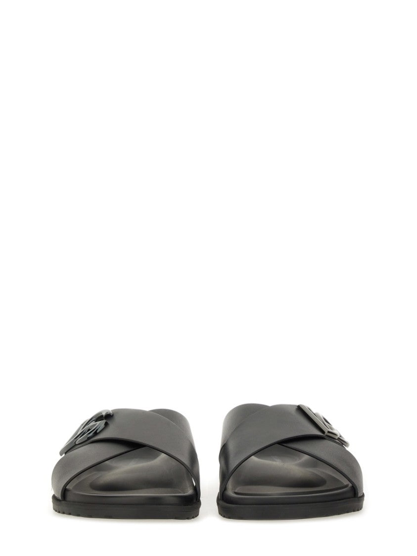 Dolce & Gabbana Calfskin Sandal With Cross-Over Straps