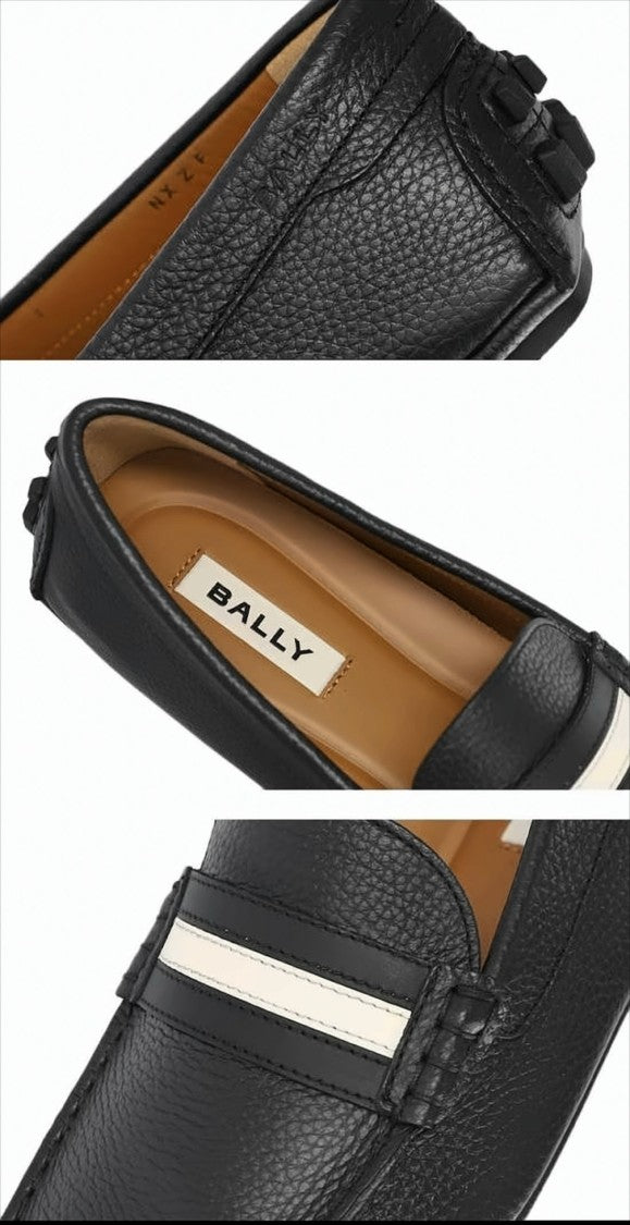 Bally Black Leather Loafer With Textured Finish