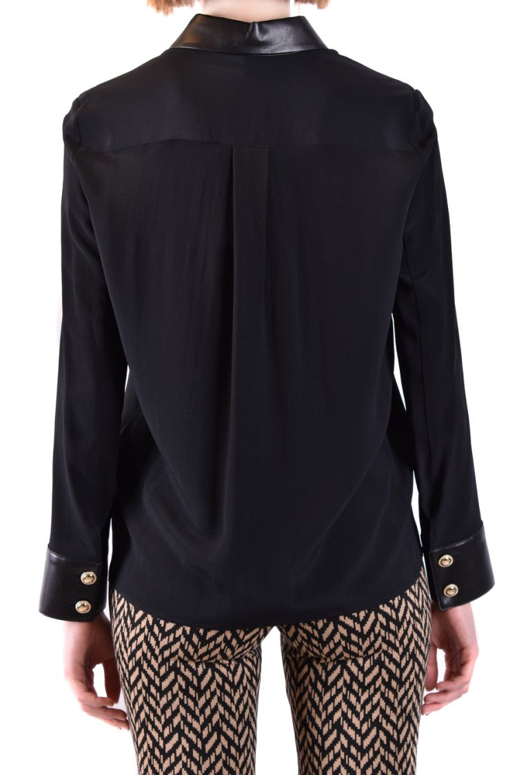 Simona Corsellini Silk-Blend Shirt With Leather Accents And Design