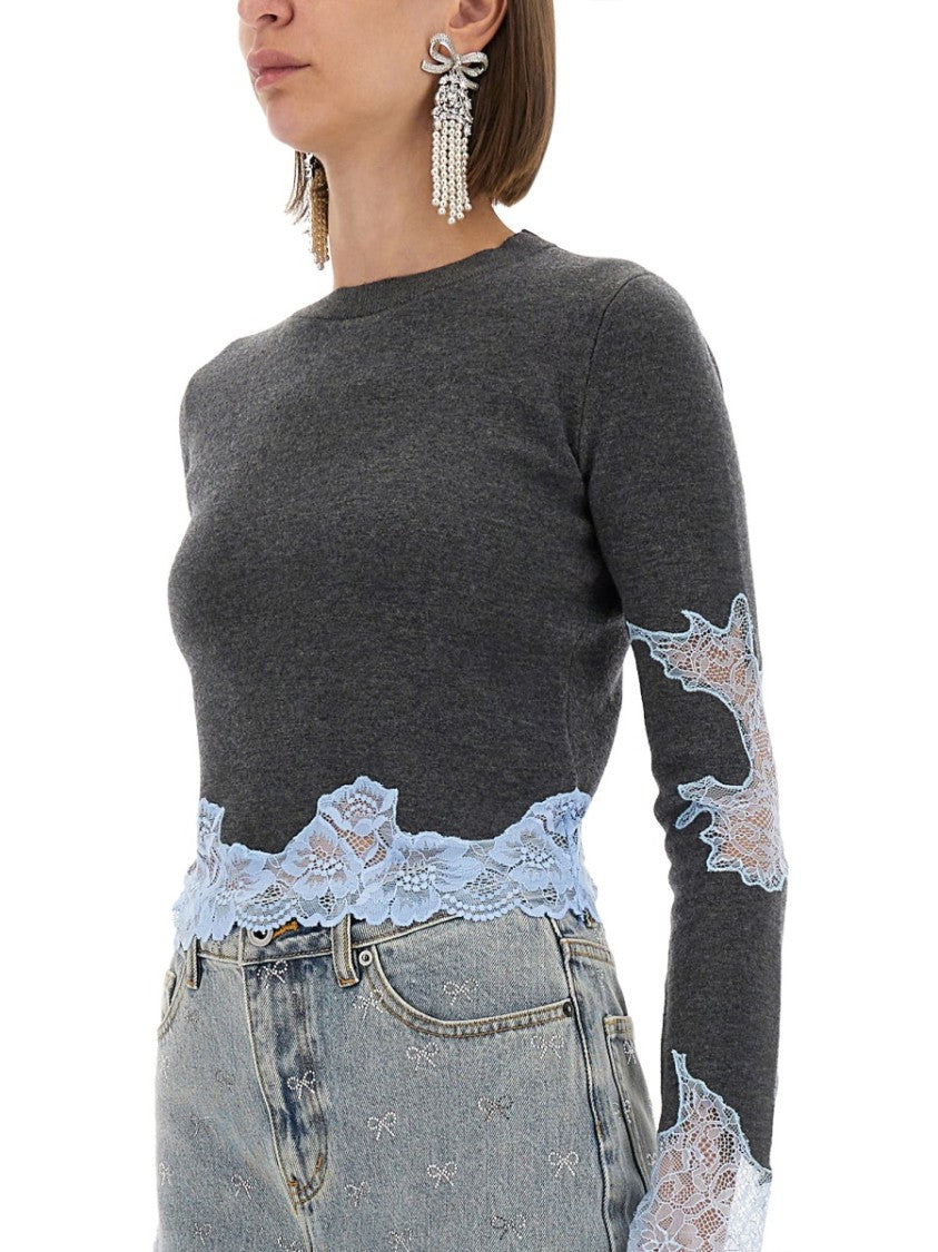 Self-Portrait Jersey With Lace Inserts