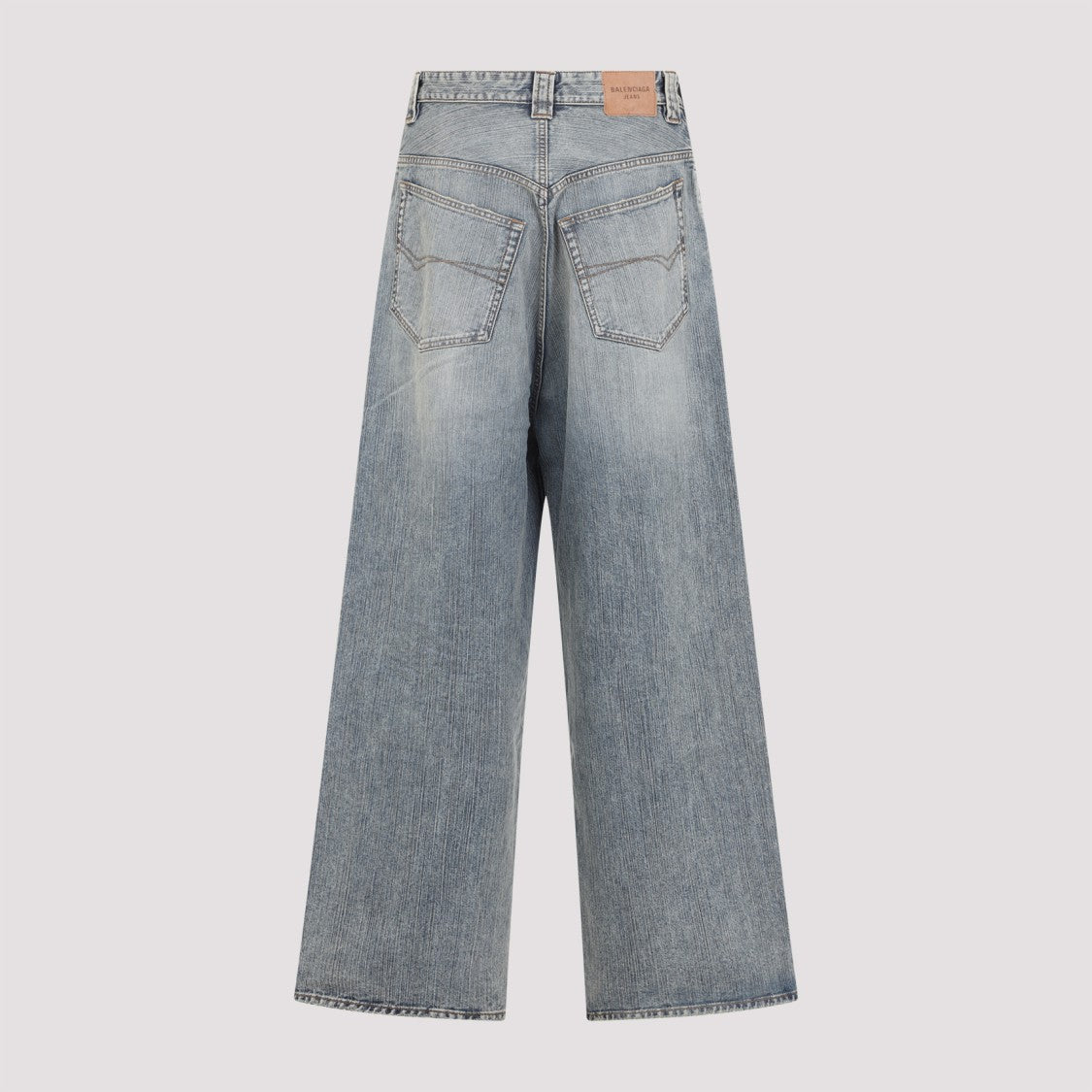 Balenciaga Stained Blue Cotton Baggy Pants
