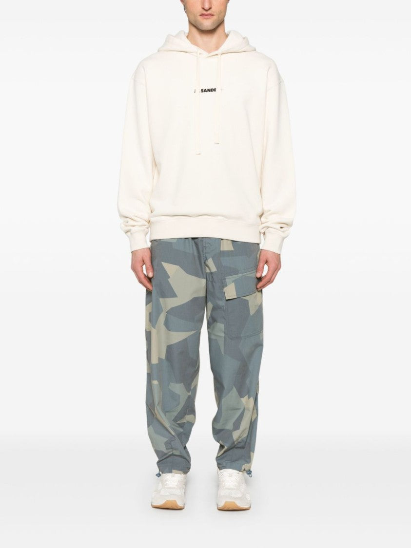 Jil Sander Beige Hoodie With Drawstring And Subtle Logo Detail
