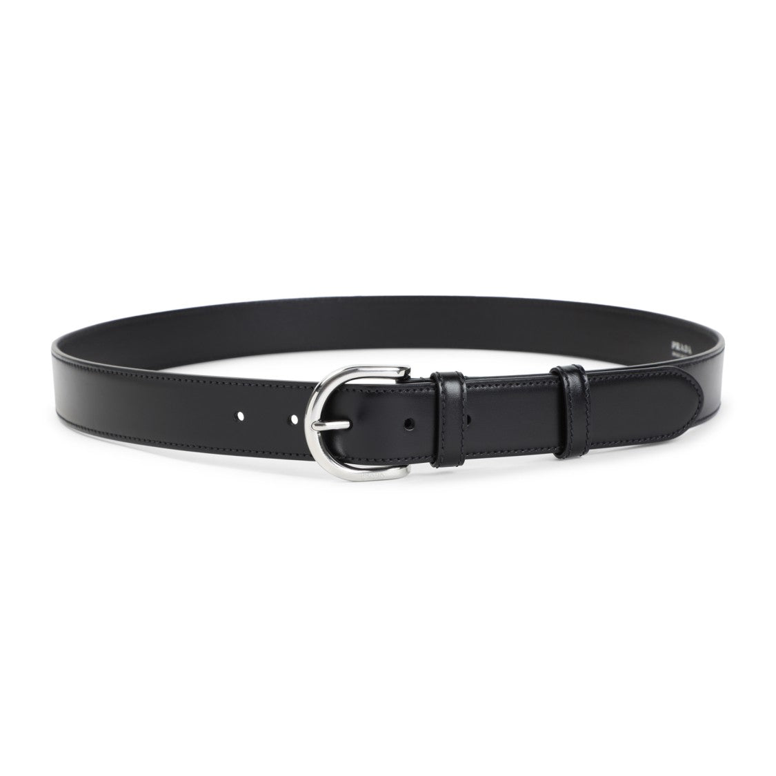 Prada Calf Leather Belt With Polished Metal Buckle