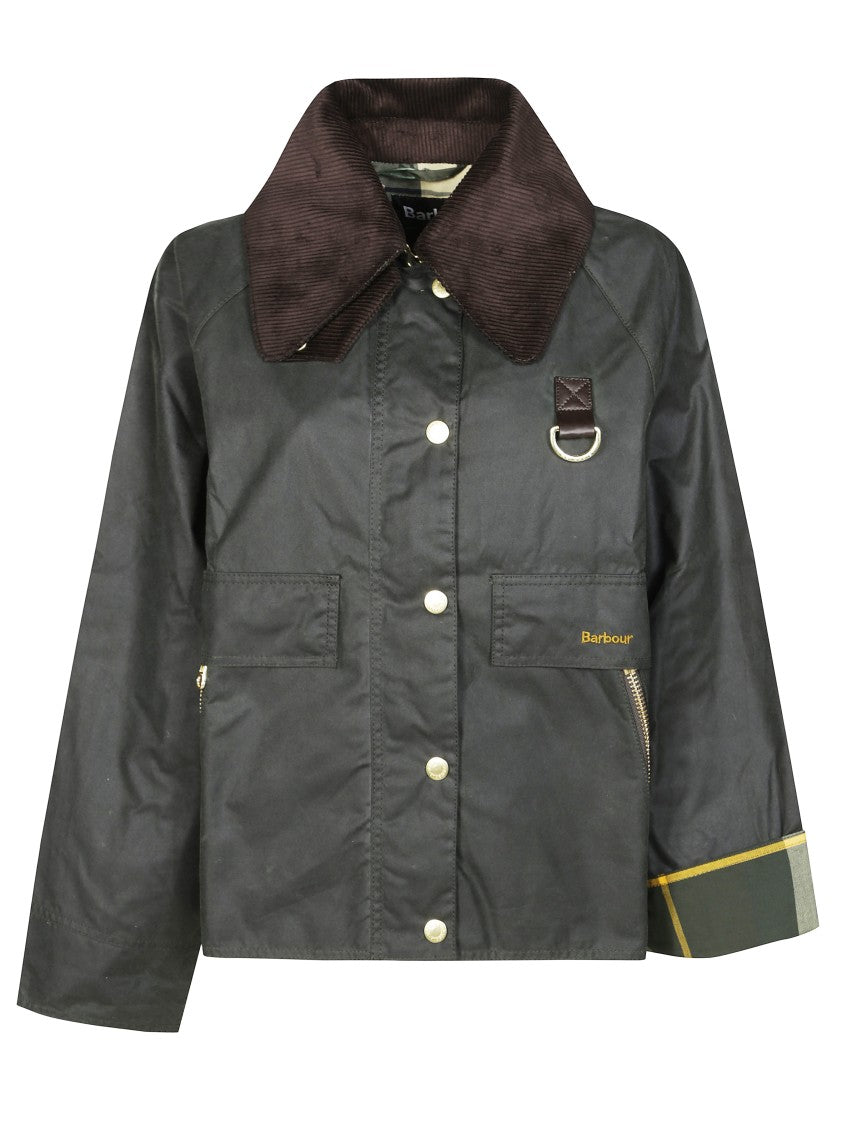 Barbour Long Jacket With Colored Collar