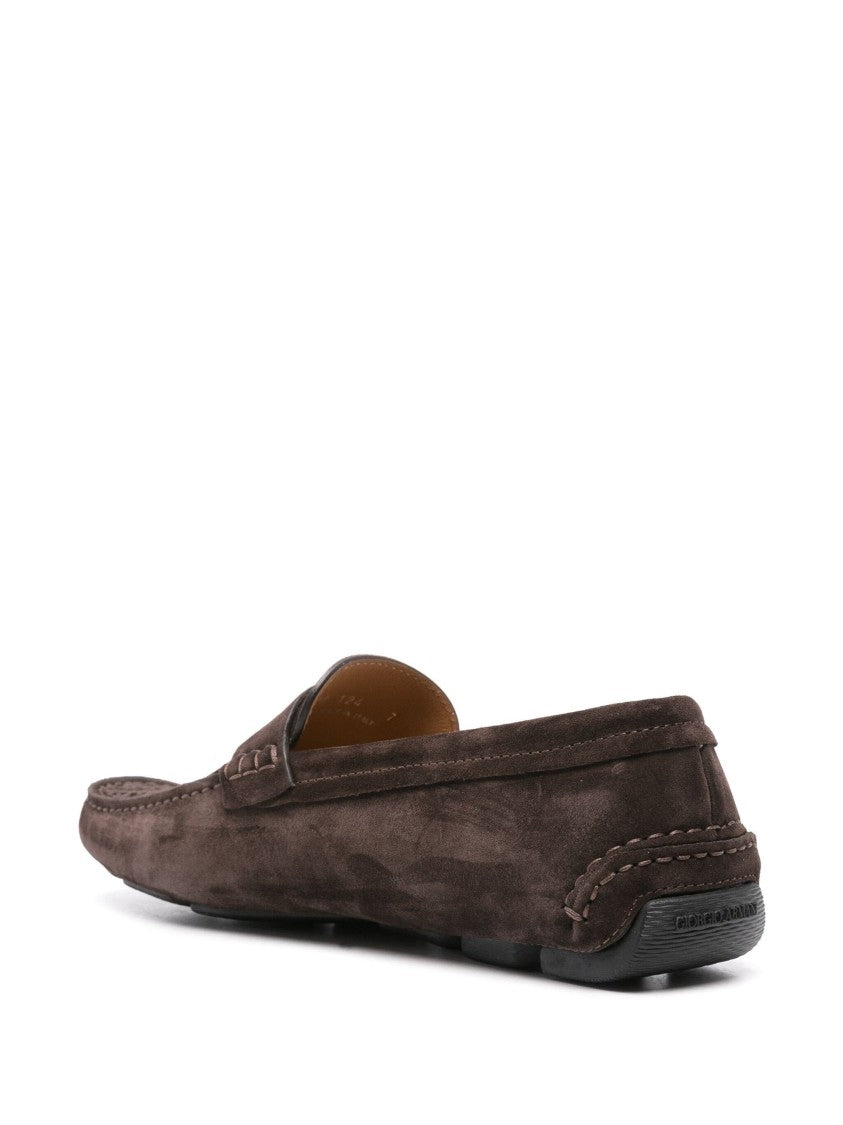 Giorgio Armani Closed Design Loafers With Perforated Detailing