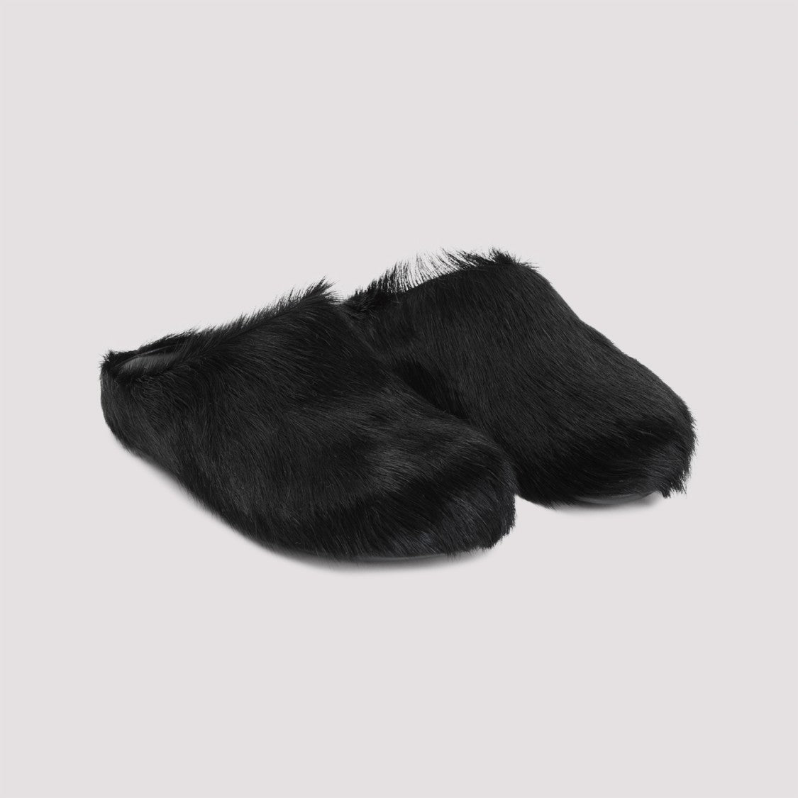 Marni Black Calf Hair Fussbett Sabot