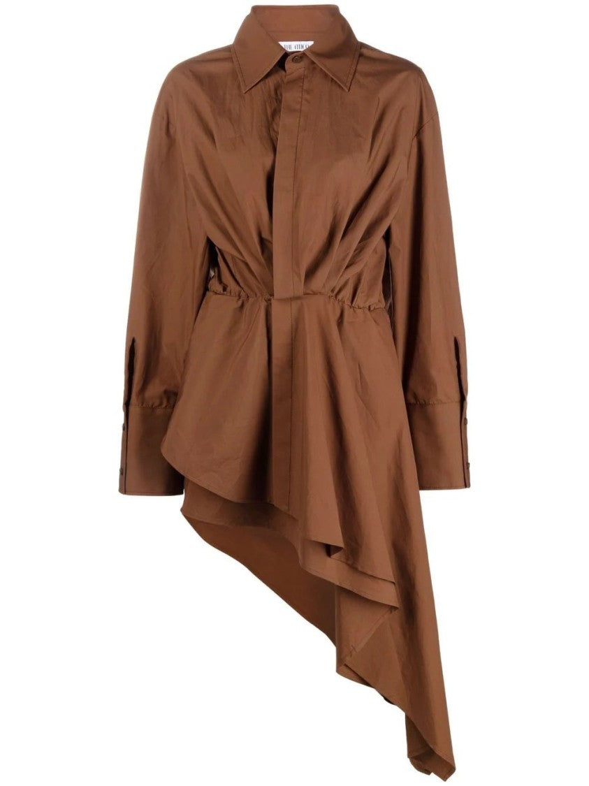 The Attico Asymmetrical Hemline Blouse With Cinched Waist Detail