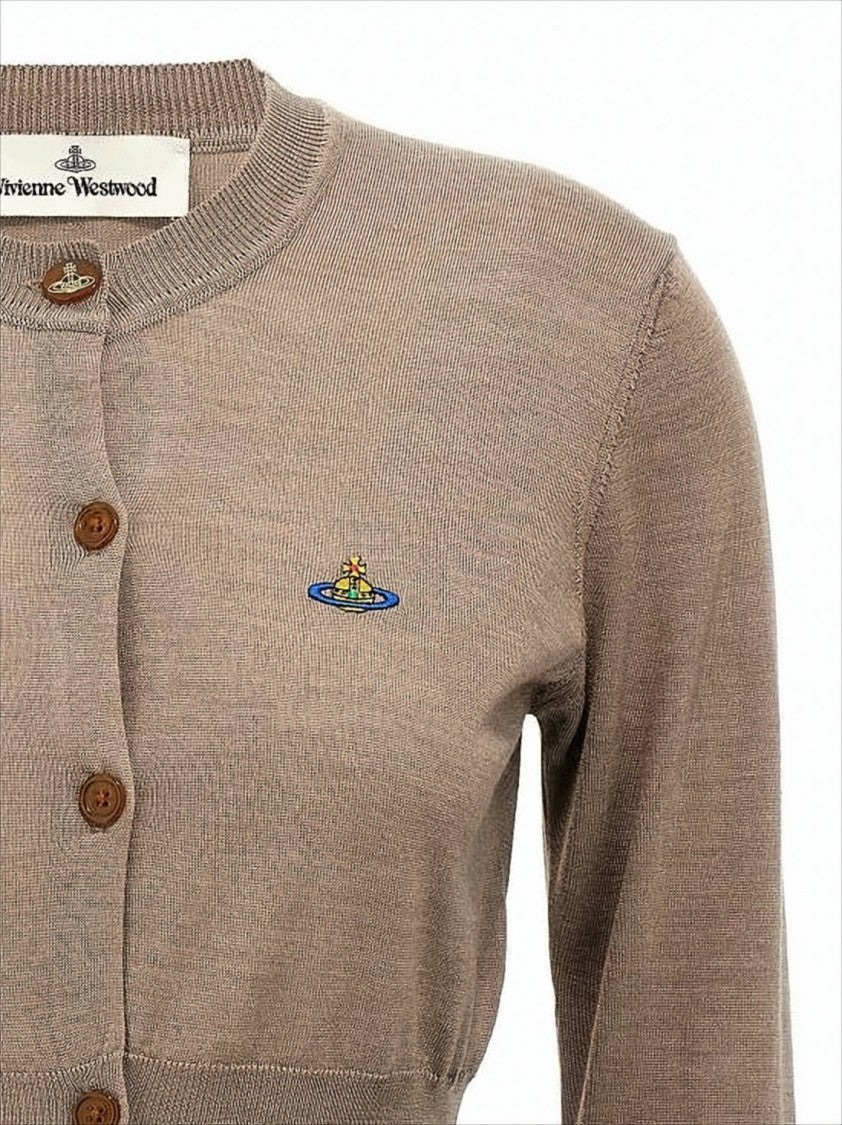 Vivienne Westwood Cropped Knit Cardigan With Wooden Button Front