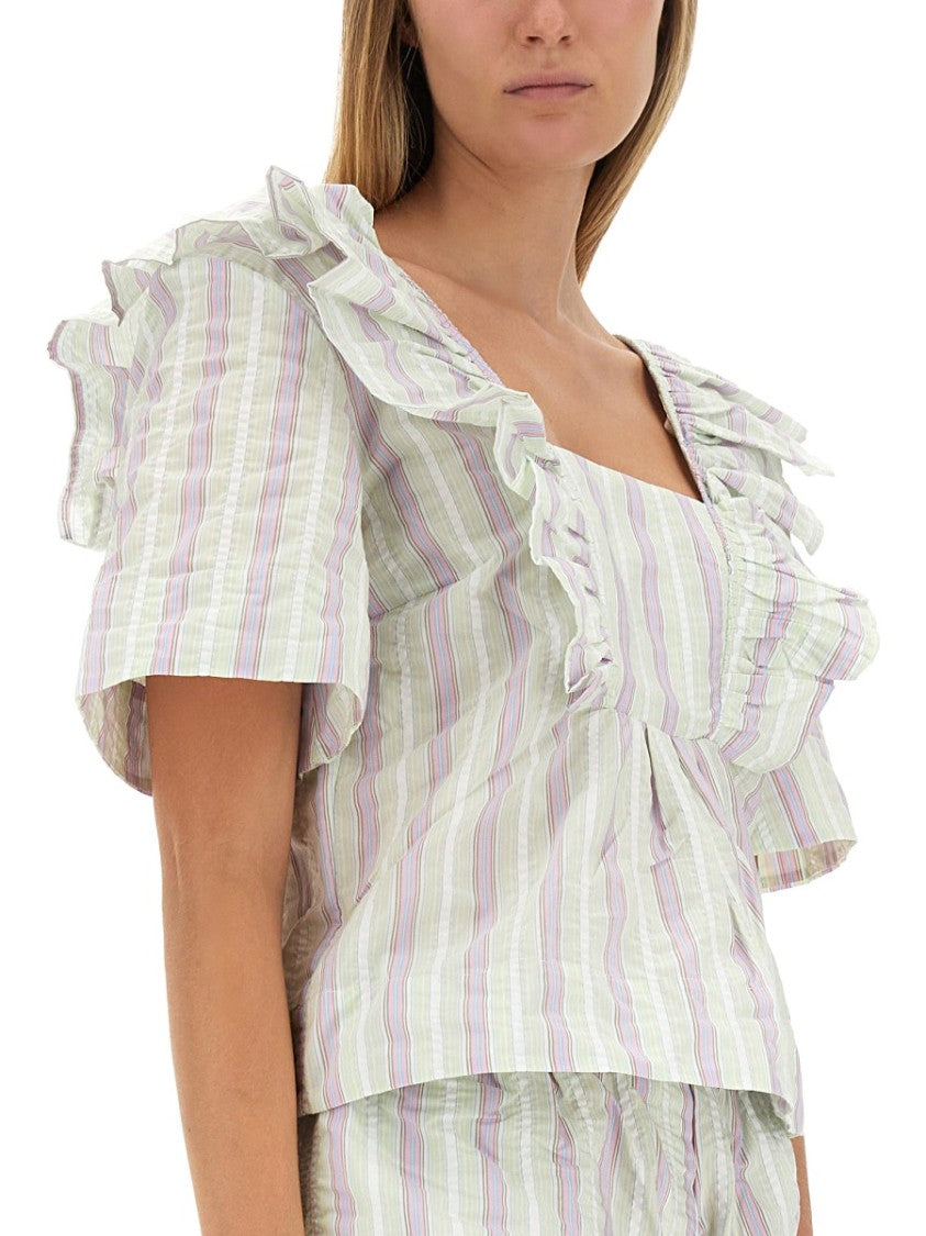 Ganni Ruffle Blouse