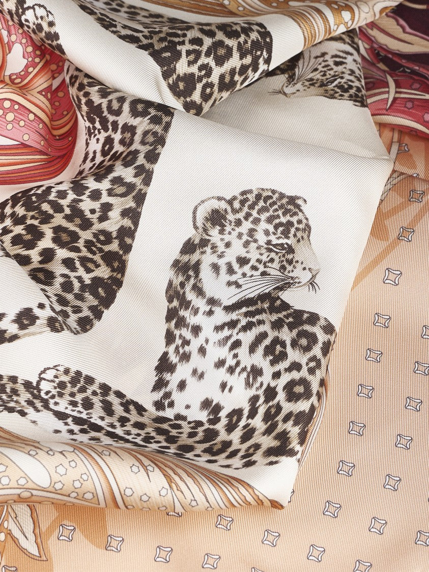 Ferragamo Silk Scarf With Feather Motifs