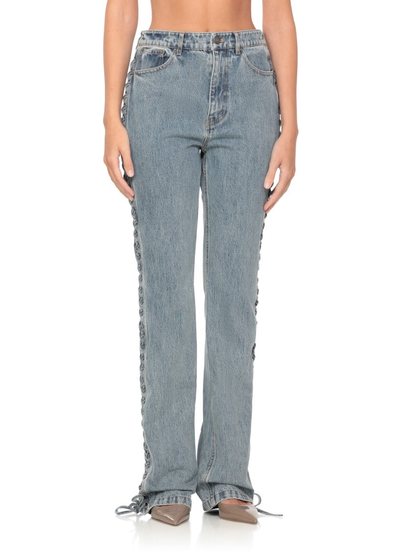 Rotate Laced Straight Leg Denim Jeans