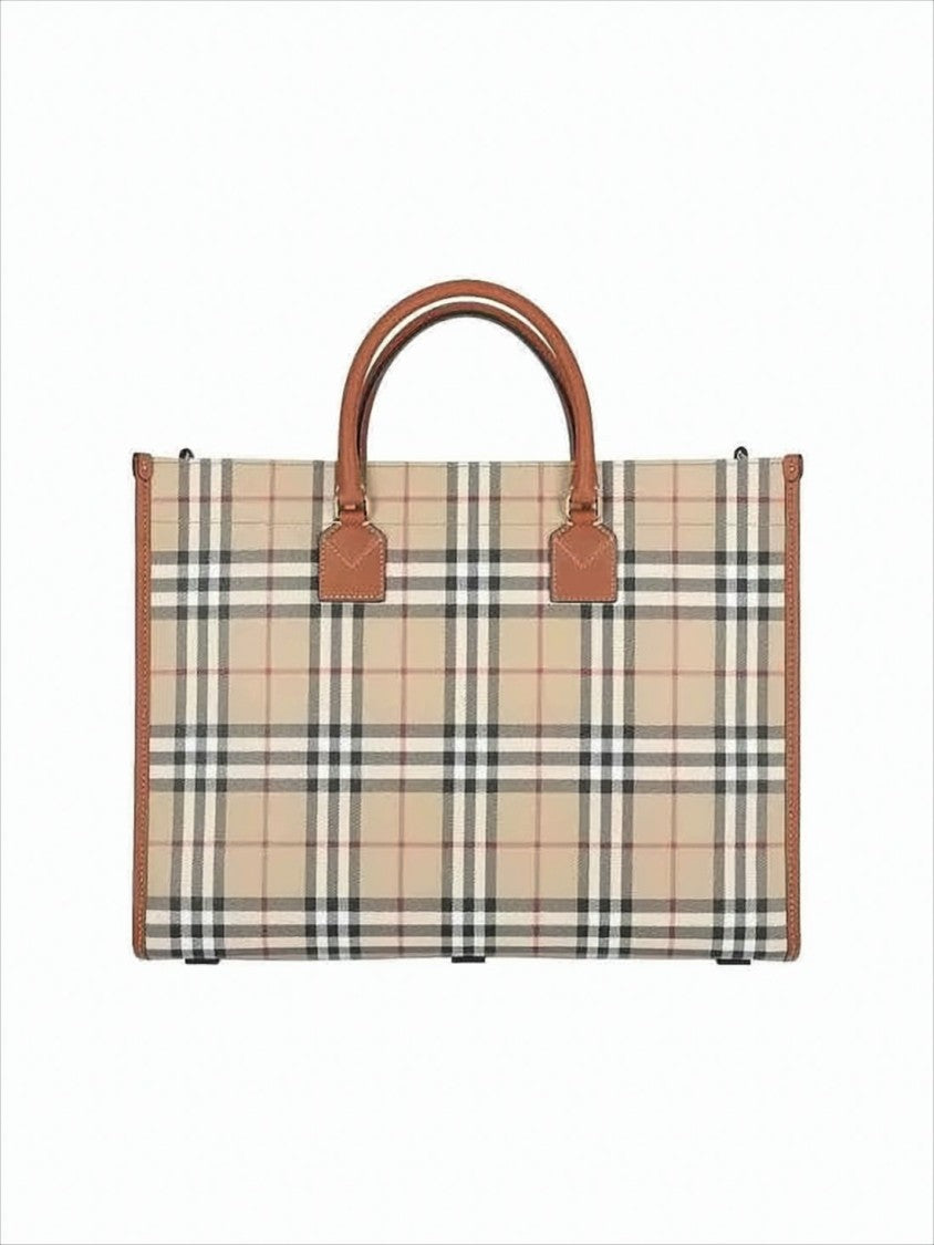 Burberry Check Pattern Tote Bag