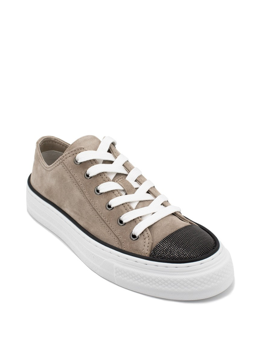 Brunello Cucinelli Walnut Sneakers With Jewelry Embroidery