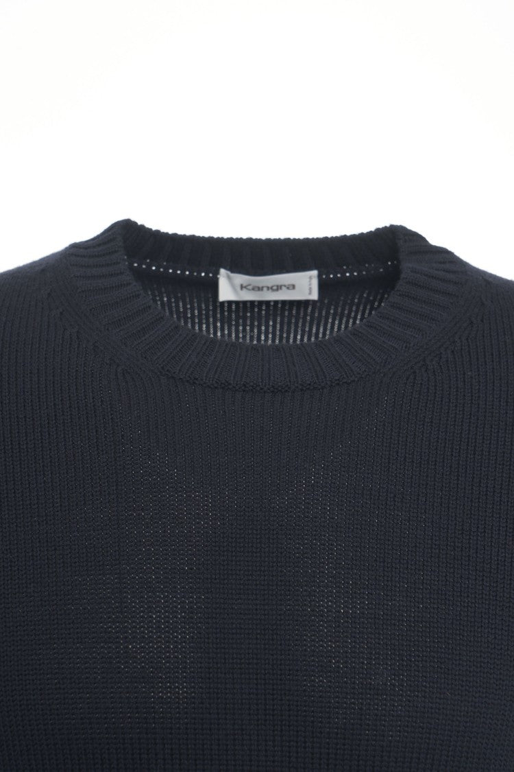 Kangra Round Neck Wool Sweater With Ribbed Details
