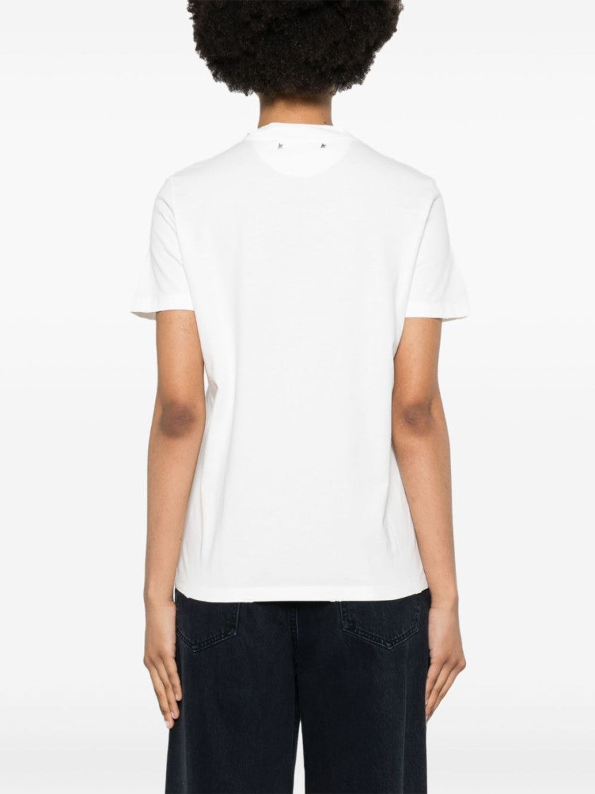 Golden Goose Rhinestone-Embellished White Cotton Jersey T-Shirt