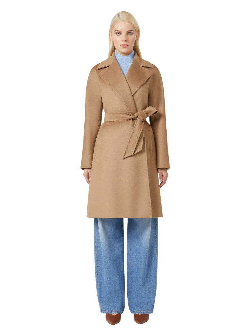 Max Mara Tailored Brown Coat With Wide Lapel Collar