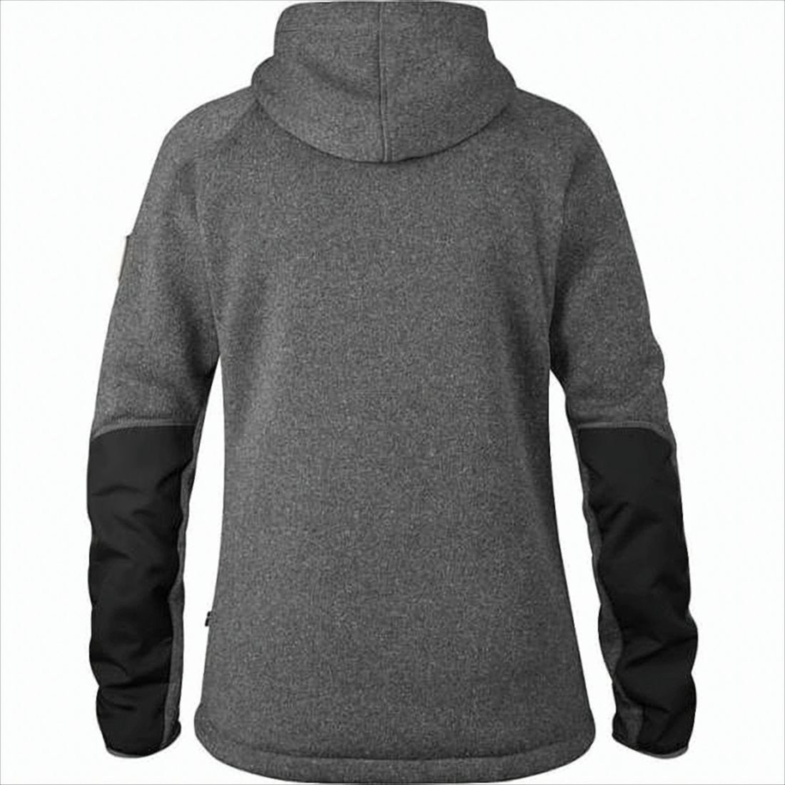 Fjallraven Kanken Heathered Grey Long-Sleeve Hoodie With Functional Zipper Pockets