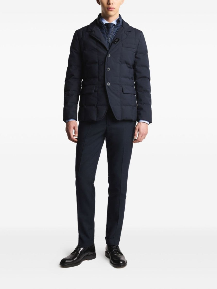 Fay Quilted Blue Jacket With Structured Silhouette