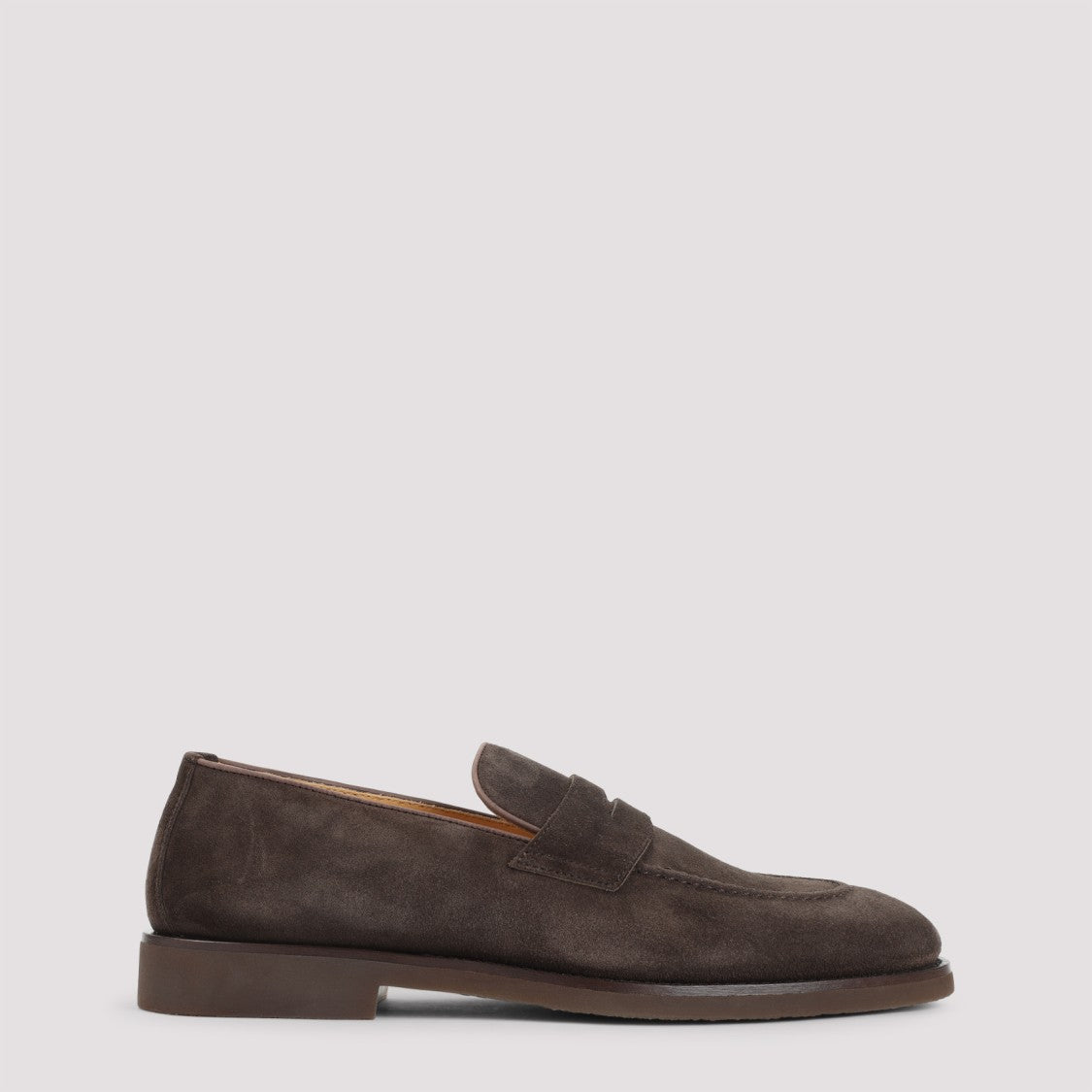 Brunello Cucinelli Brown Suede Loafers With Classic Penny Strap