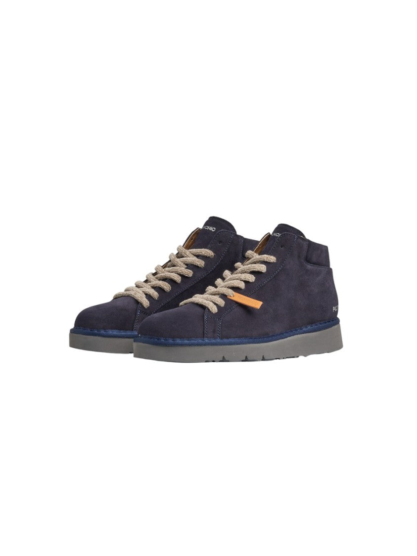 Panchic Men's Blue Suede Ankle Boots