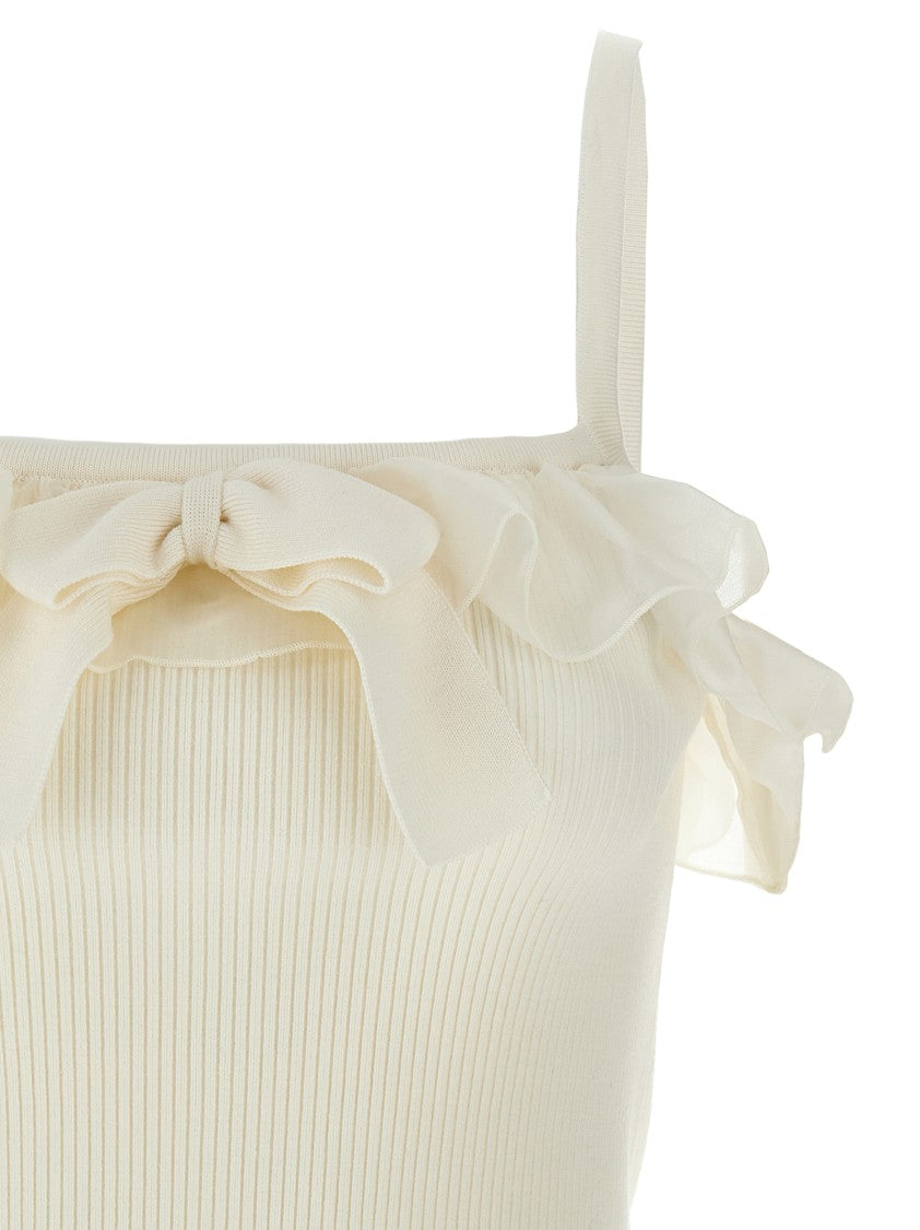 Alessandra Rich Ribbed Crop Top With Square Neckline