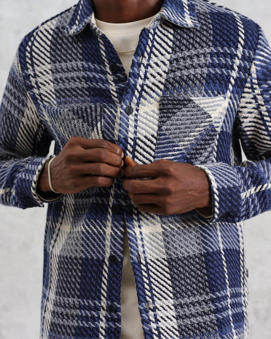 Wax London Navy And Ecru Check Multi-Functional Layering Top