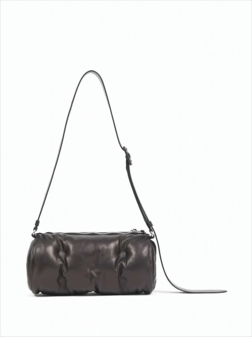 Maison Margiela Cylindrical Lambskin Leather Shoulder Bag With Adjustable Strap