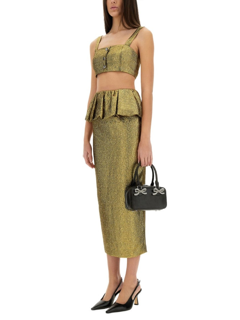 Self-Portrait Metallic Jacquard Crop Top