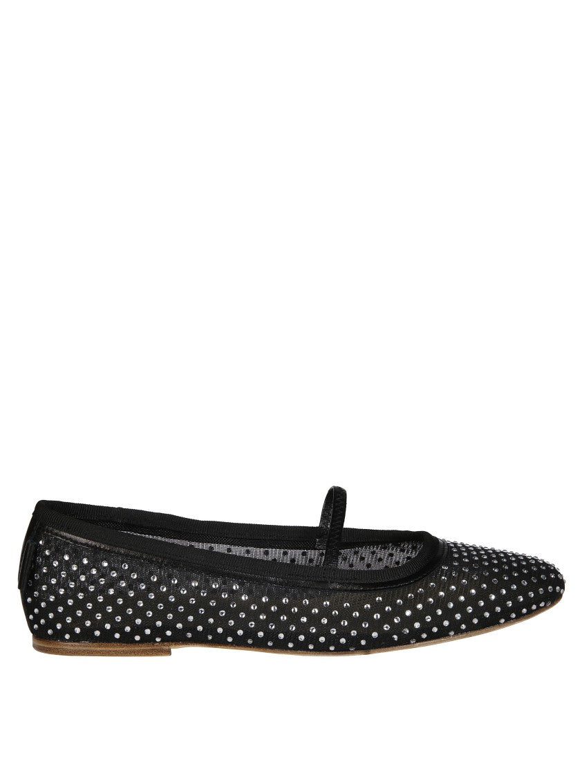 A.P.C. Ballerina Flats With Rhinestone Bow Detail