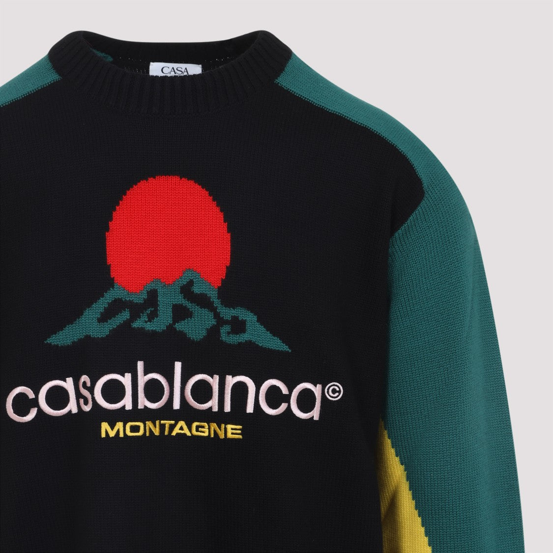 Casablanca Intarsia Black Cotton Pullover