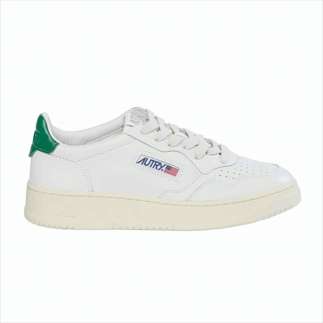 Autry Perforated Leather Low-Top Sneakers With Green Accents