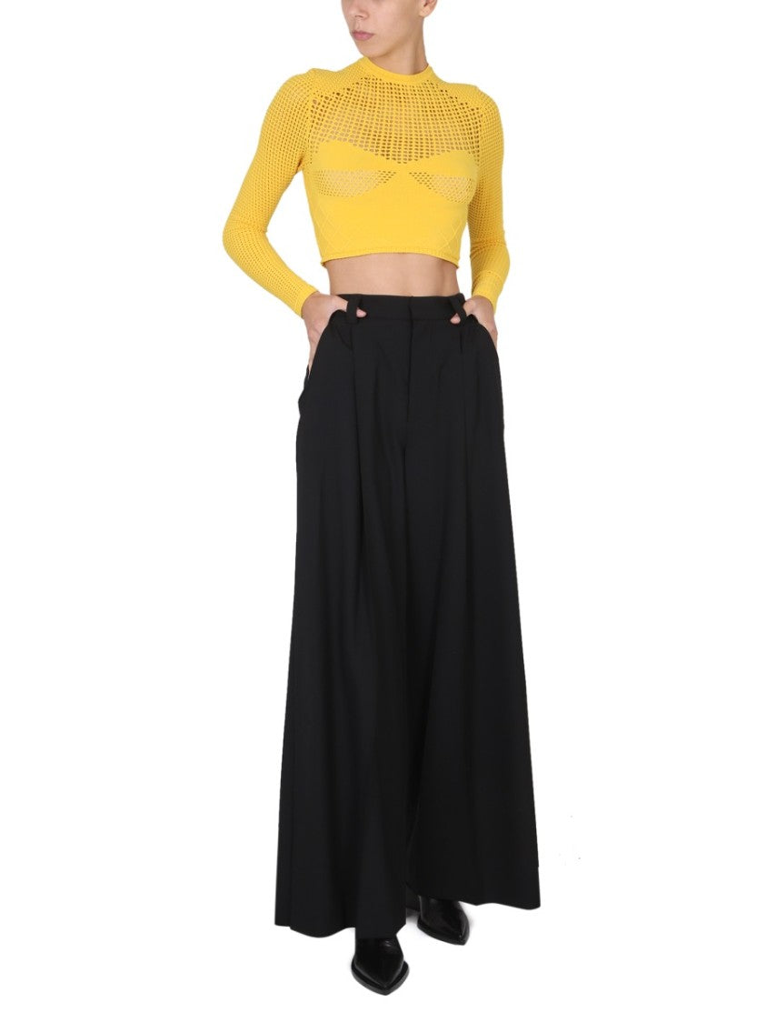Ambush Perforated Crop Shirt With High Neckline
