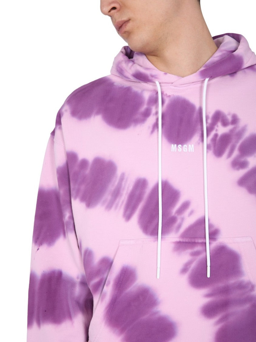 Msgm Printed Sweatshirt With Micro Logo
