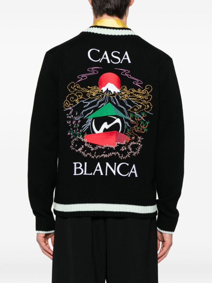 Casablanca Maglie Nero Cardigan With Contrasting Trim