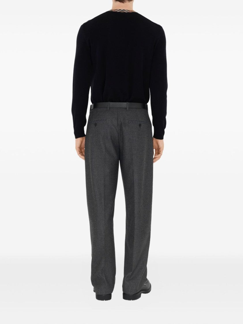Burberry Crew Neck Sweater With Distinctive Check Pattern