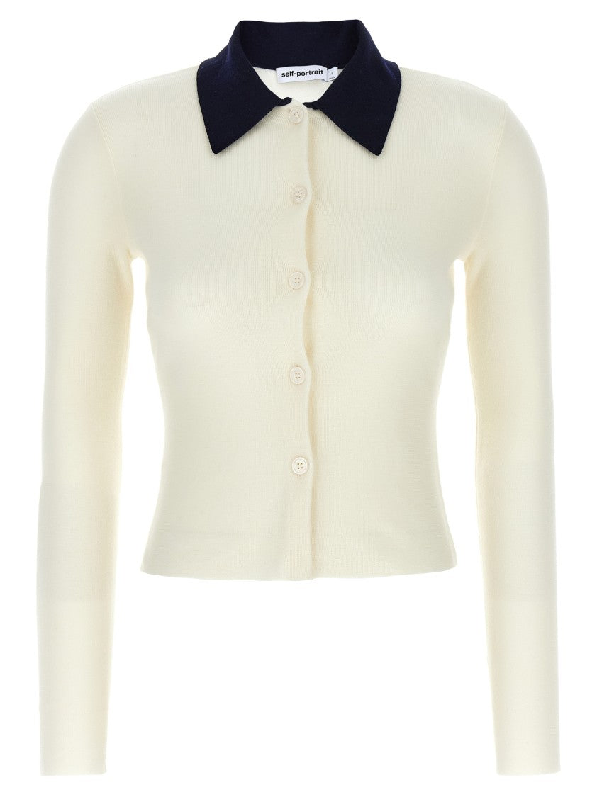 Self-Portrait Cream Merino Wool' Cardigan