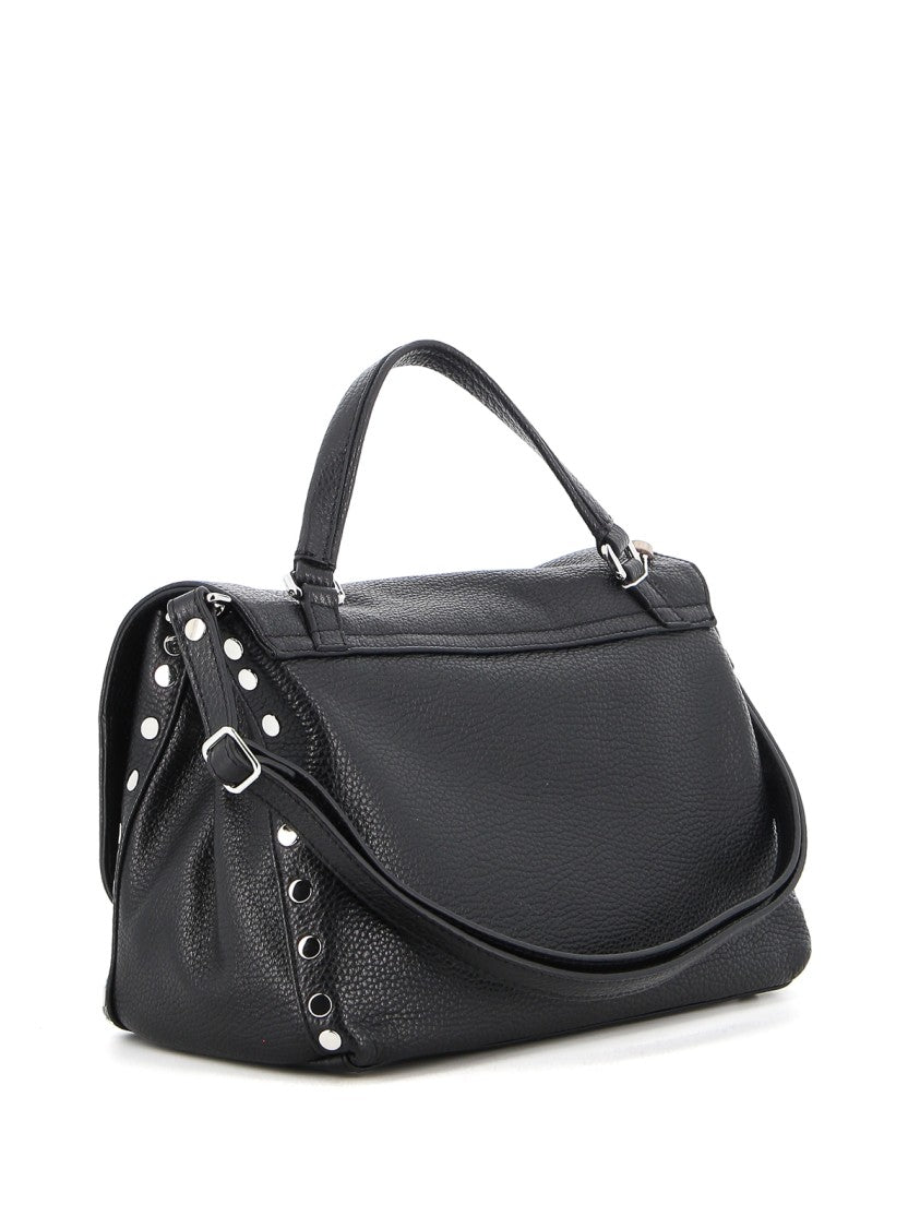 Zanellato Structured Leather Flap Shoulder Bag With Metallic Accents