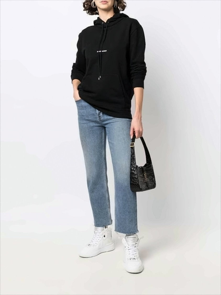 Saint Laurent Black Cotton Hoodie With Adjustable Drawstring