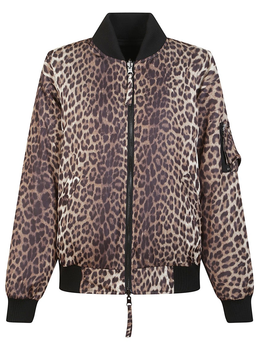 P.A.R.O.S.H. Reversible Leopard Print Bomber Jacket With Iconic Logo