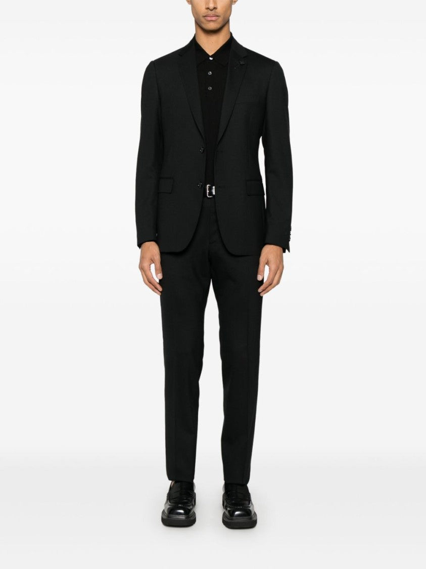 Lardini Tailored Black Suit With Concealed Fastenings