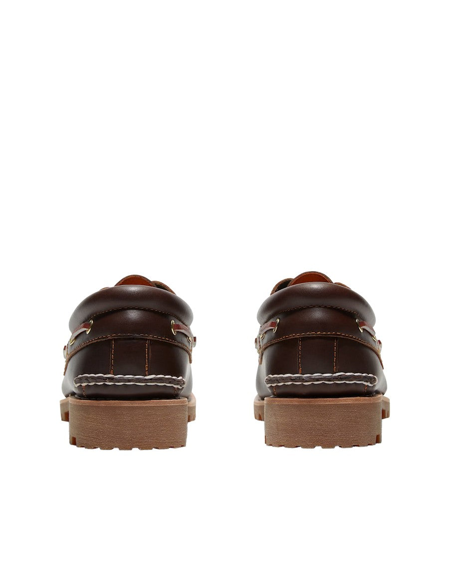 Timberland Brown Authentic 3-Eye Lug Hand-Sewn Boat Shoes
