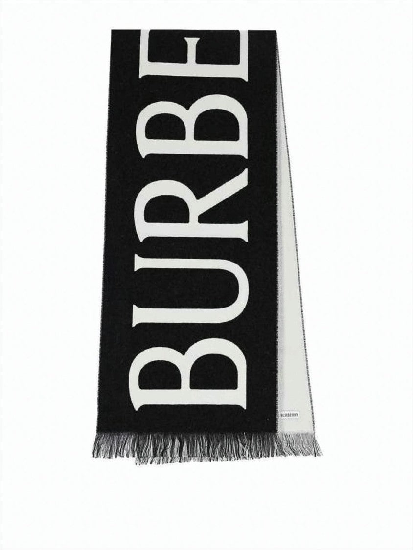 Burberry Rectangular Wool Scarf With Bold Logo