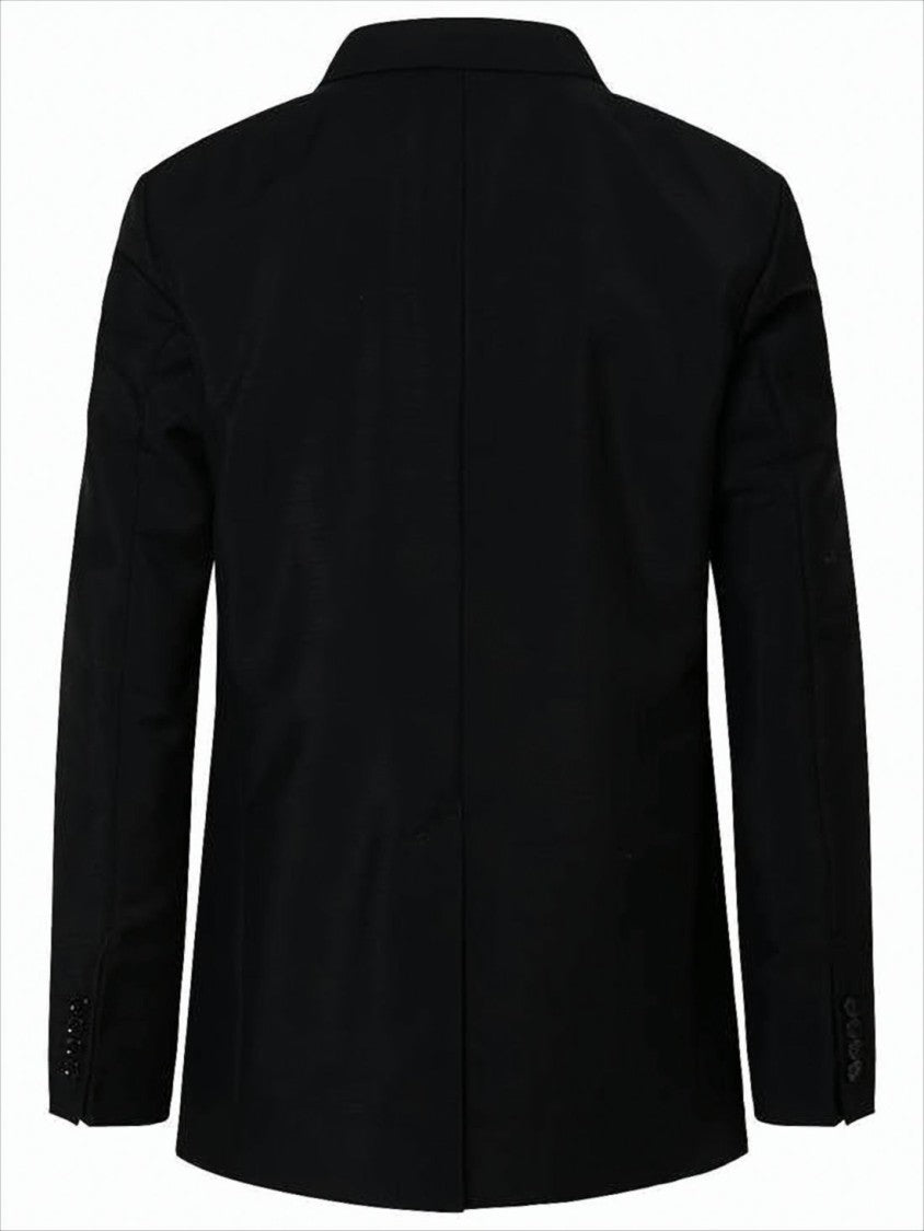 Ami Double-Breasted Mohair-Wool Blend Coat With Notched Lapels