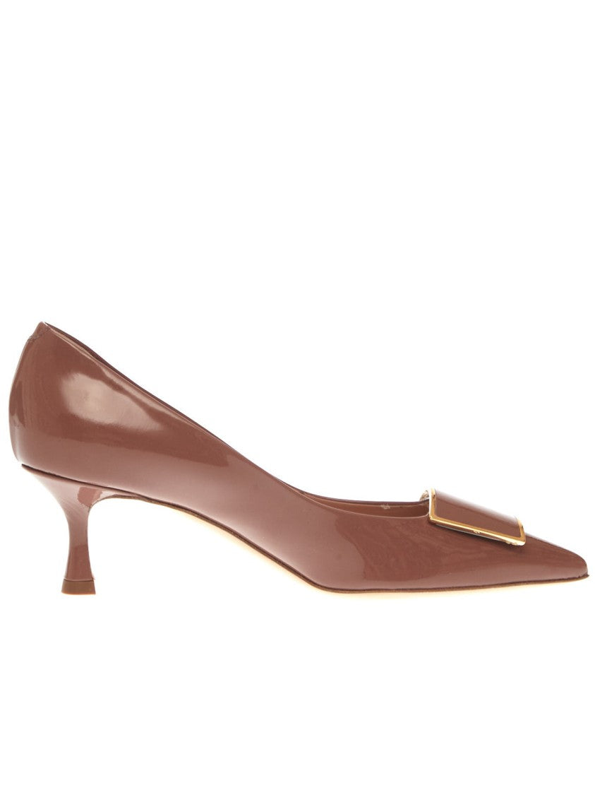 Ninalilou Nude Patent Pump With Buckle