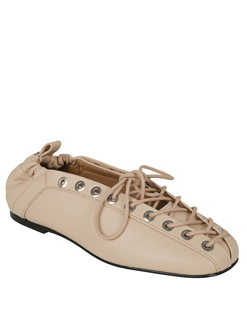 Ganni Lace-Up Ballerina Flats
