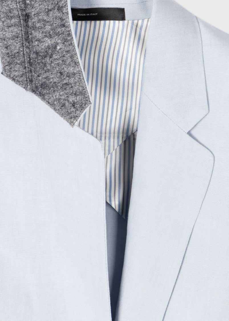 Paul Smith Pale Blue Linen Blazer With One-Button Closure
