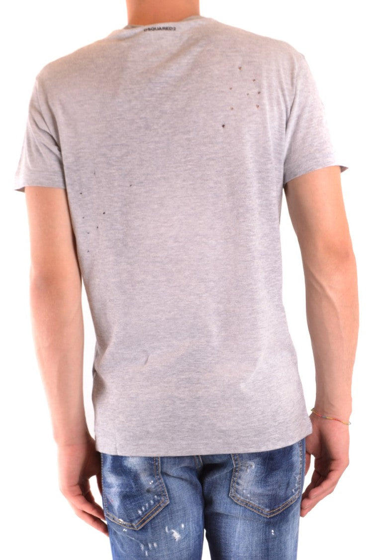 Dsquared2 Multicolor Distressed T-Shirt With Bold Icon Print