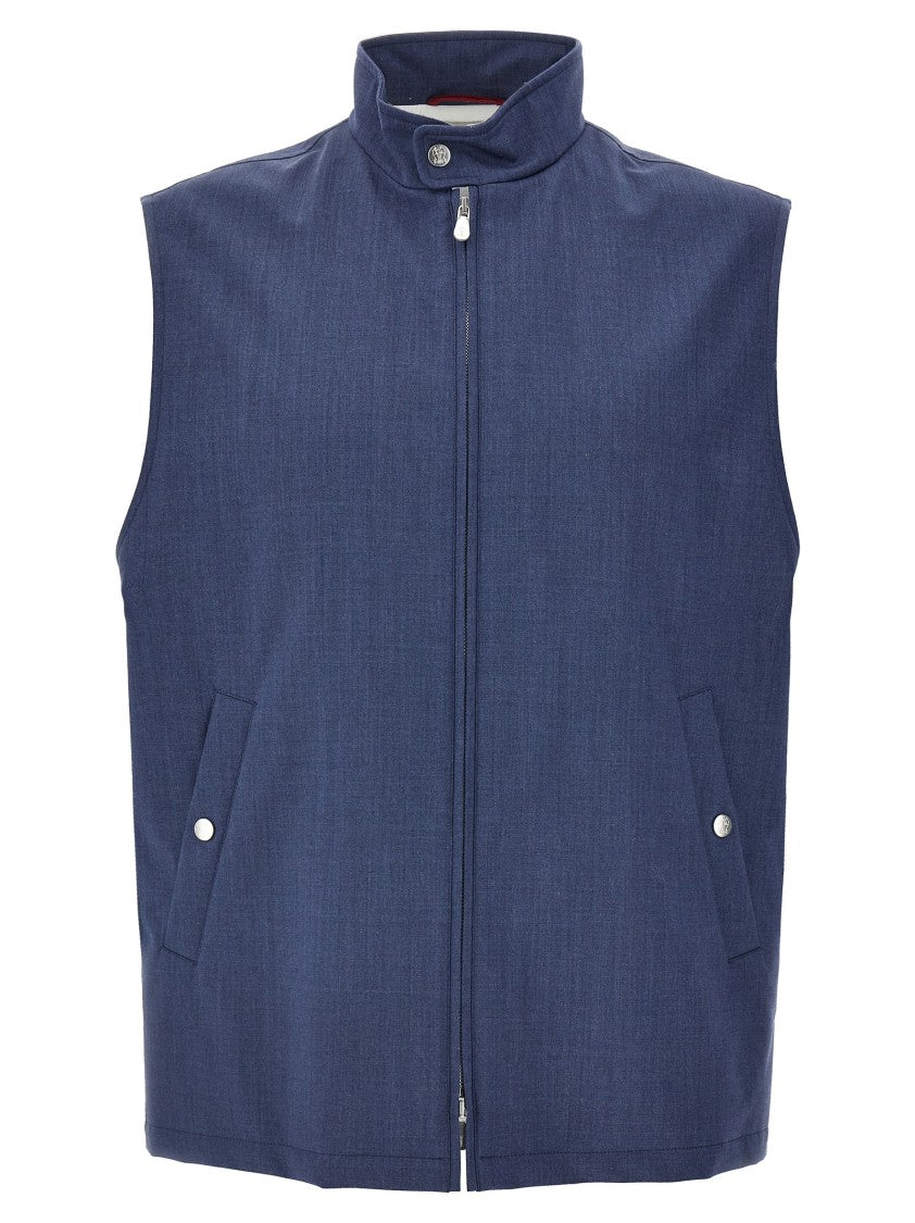 Brunello Cucinelli Lightly Padded Wool Vest With Zip